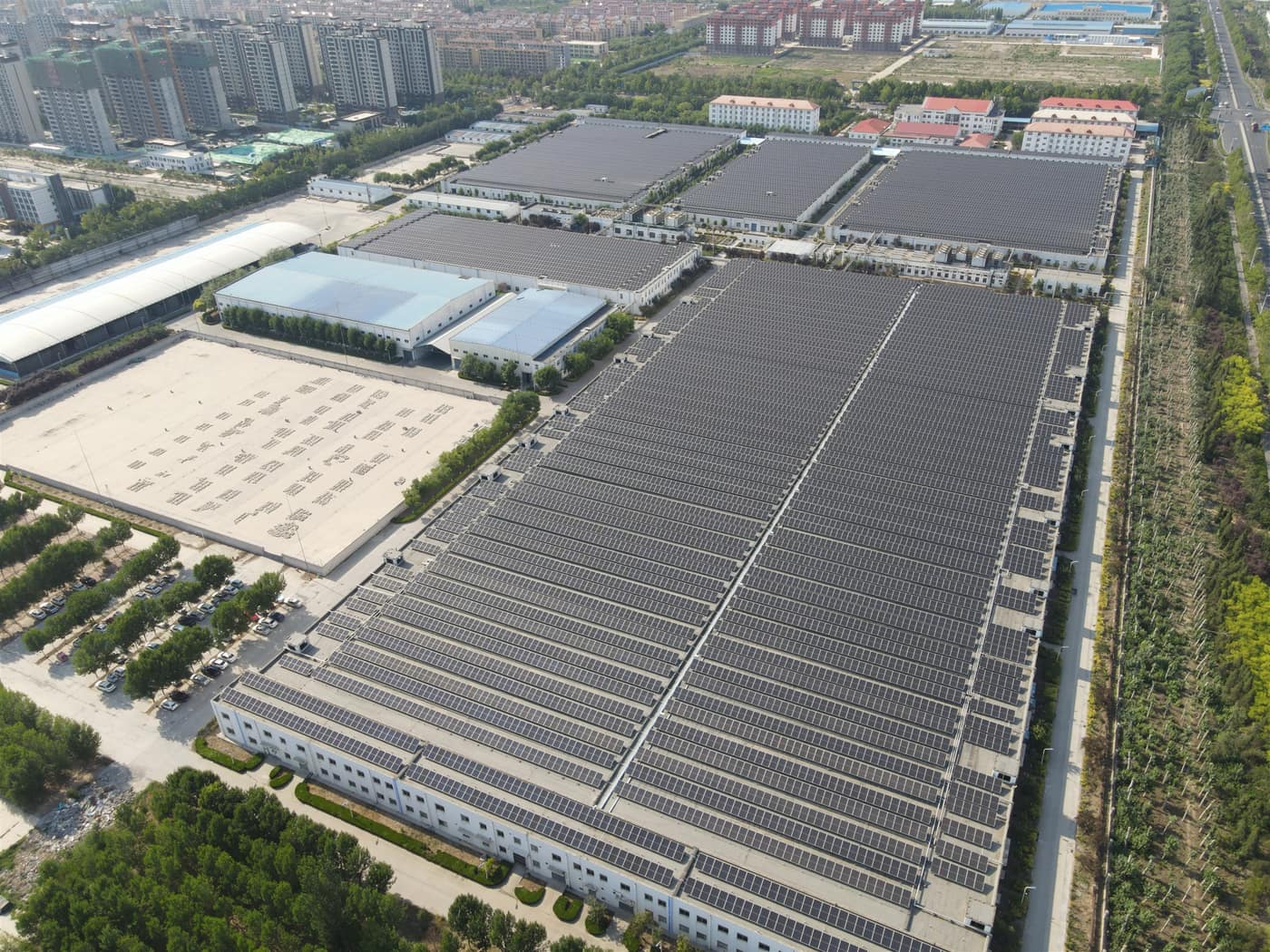Aerial view of the Gaoqing Hongqiao Thermal Power 10 MW solar PV plant